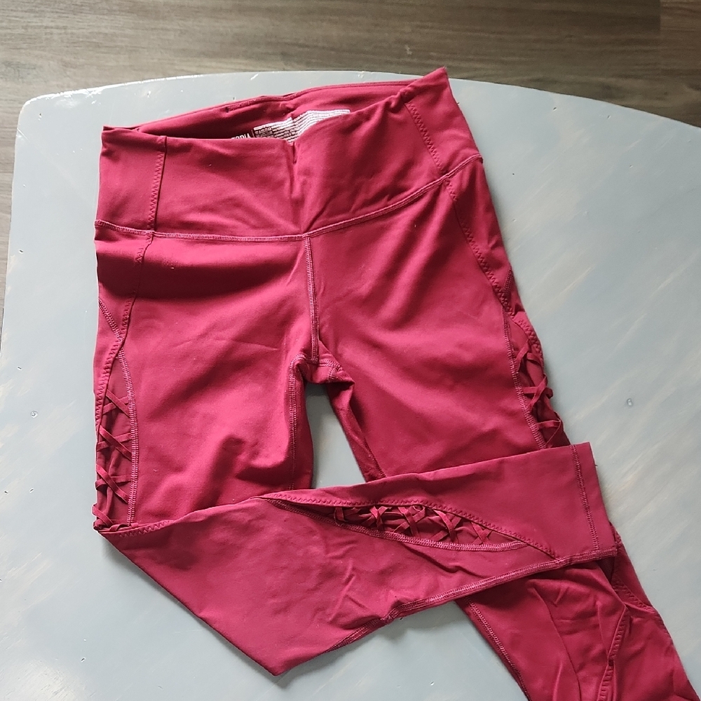 Victoria's Secret Knockout Tights. Maroon. Medium. With Lace Up Details.